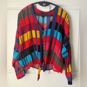 Women’s Express Front-tie Multi-color Blouse